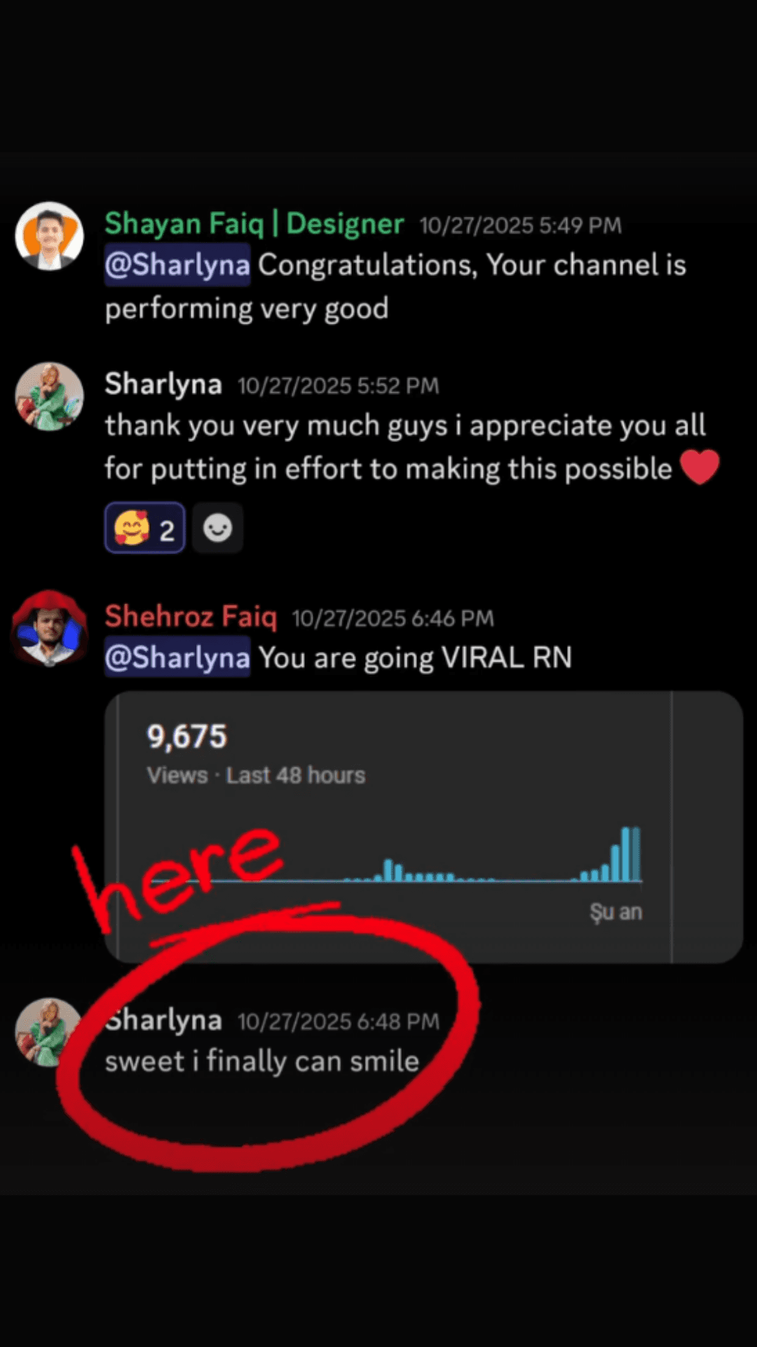 Sharlyna's Discord review: Thank you very much guys, I appreciate you all for putting in effort to making this possible. Sweet, I finally can smile.